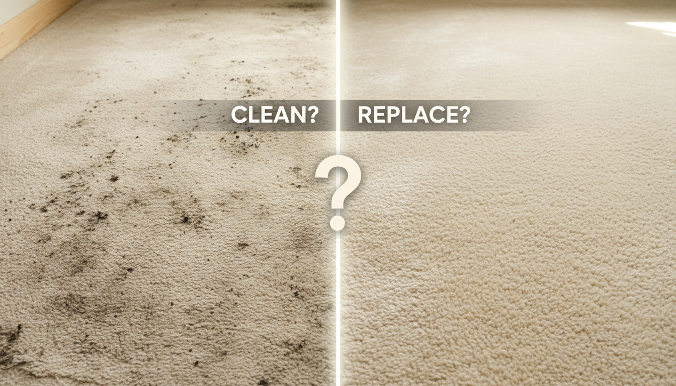 Comparing carpet cleaning versus carpet replacement costs and results
