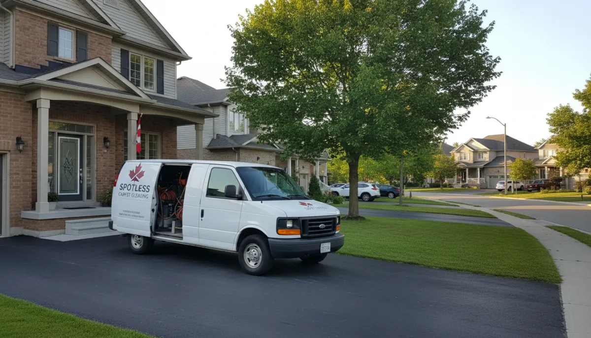 Professional carpet protection service arriving at a Sturgeon Falls home