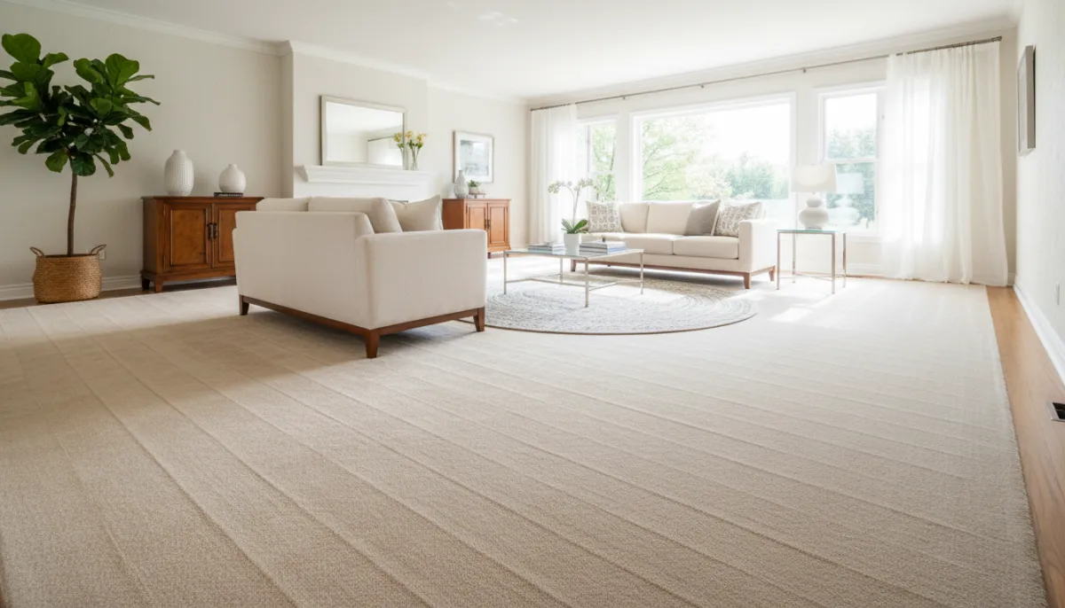 Before and after carpet cleaning results at a seasonal cottage property near Restoule Provincial Park, Ontario