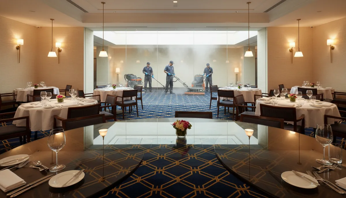 Commercial carpet cleaning results in a Cache Bay hospitality business near Lake Nipissing